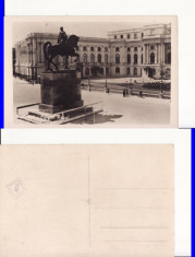 Bucuresti -Palatul Regal-Statuia Carol I -rara foto