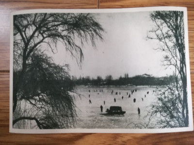 anii 50, Carte Postala, Lacul FLOREASCA, Patinaj RPR, Bucuresti comunism sport foto