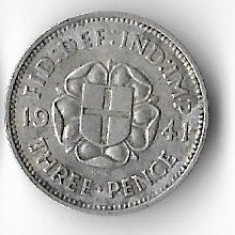 Moneda 3 pence 1941 - Marea Britanie, 1,41 g argint 0,500