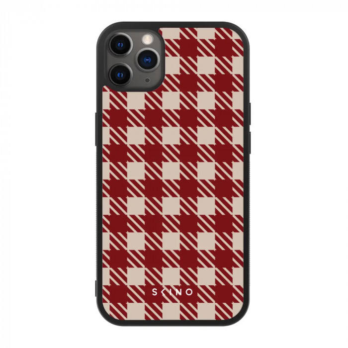 Husa iPhone 12 Pro - Skino Gingham Red, rosu bej