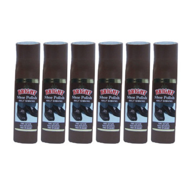 6 x Crema lichida cu burete pentru pantofi, Bright, Maro, 75ml foto