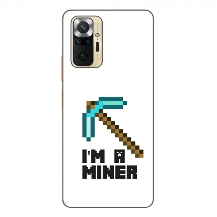 Husa compatibila cu Xiaomi Redmi Note 10 Pro Silicon Gel Tpu Model Minecraft Miner