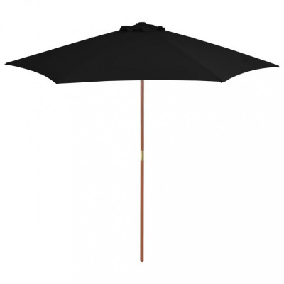 Umbrelă de soare de exterior cu st&amp;acirc;lp din lemn, negru, 270 cm foto