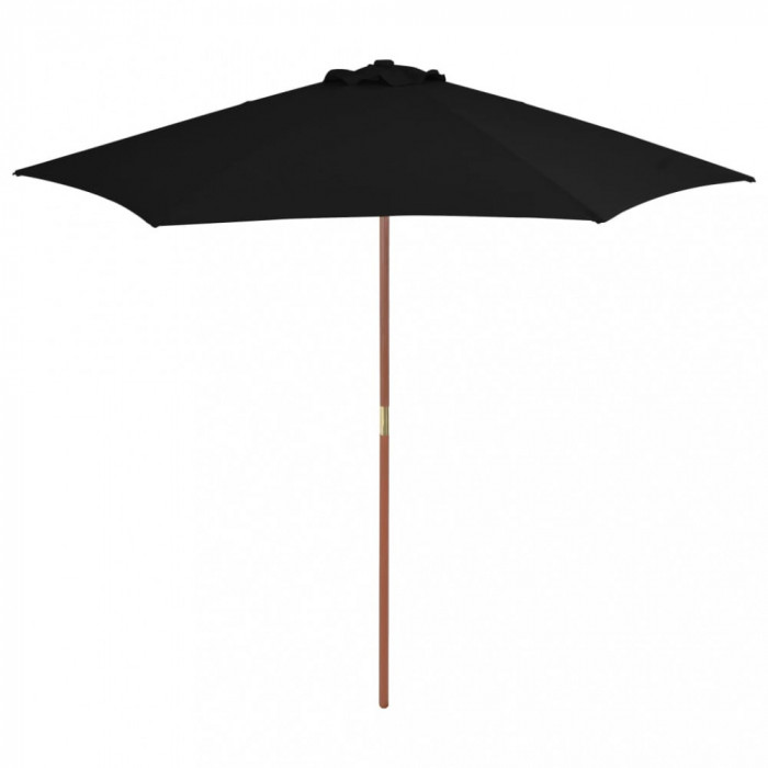Umbrelă de soare de exterior cu st&acirc;lp din lemn, negru, 270 cm