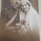 Fotografie tip carte postala, miltar cu sotia, la nunta, 1932