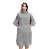 Poncho Baie Copii Homelevel 10-13 Ani Bumbac Organic Gri - Halat Plaja/Piscina, Universal Baieti