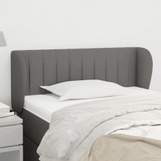 vidaXL Tăblie de pat cu aripioare gri închis 93x23x78/88 cm textil
