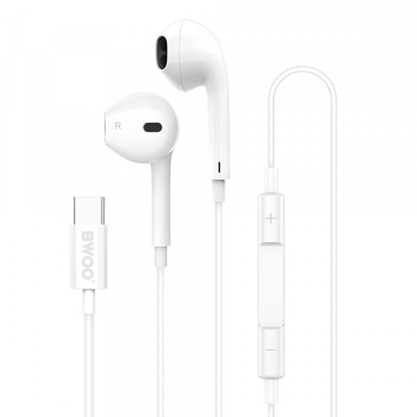 Handsfree USB-C BWOO HF175, Alb