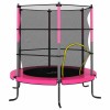 Trambulina copii vidaXL cu plasa siguranță, 140x160cm, rotundă, roz, max 50kg, uz casnic exterior