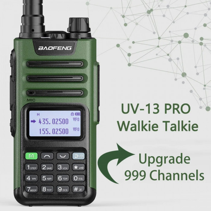 Baofeng walkie-talkie UV13 PRO, Incarcare USB TIP-C , VERDE MILITAR 2023