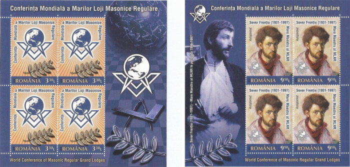 |Romania, LP 2022b/2014, Conf. Mond. a Marilor Loji Masonice Reg., minicoli, MNH