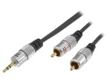 Cablu audio Jack 3,5mm la RCA x2, 1,8m, negru