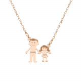 Family - Colier personalizat tata si copilul din argint 925 placat cu aur roz, Bijubox