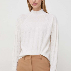 Marella pulover de lana femei, culoarea bej, light, cu turtleneck