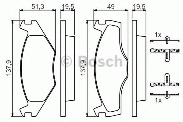 Set placute frana,frana disc VW PASSAT (3A2, 35I) (1988 - 1997) BOSCH 0 986 468 873