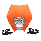 Cumpara ieftin Carena si far fata pentru motociclete, portocalie, cu faza scurta si lunga - Model universal pentru ENDURO Trail Streetfighter