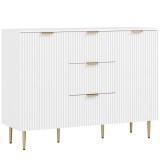 HOMCOM Dulap de Depozitare pentru Bucatarie cu 3 Sertare, Rafturi Reglabile și Picioare Metalice, 120x40x89,5 cm, Alb | Aosom Romania