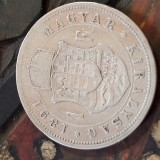 Ungaria 1 forint 1891 KB , argint