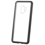 Husa Aluminiu OEM Magneto Frame cu spate din sticla pentru Samsung Galaxy A20 A205 / Samsung Galaxy A30 A305, Neagra