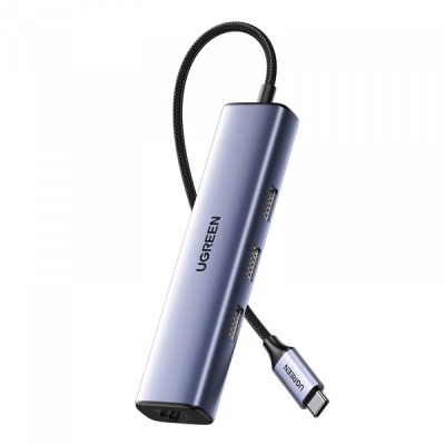 Hub USB-C UGREEN CM475, 3 x USB-A 3.0 - 1 x RJ45, Gri foto