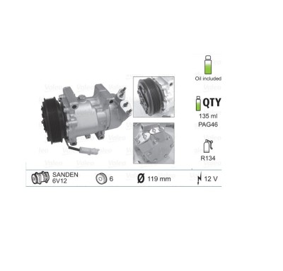 Compresor AC Citroen Berlingo 2002-2008 C2 2003-2009 C3 2002-2010 Xsara Picasso 1999-2010 Xsara Peugeot 206/206+ 1998- 307 2001-2008 Partner 2002-200 foto