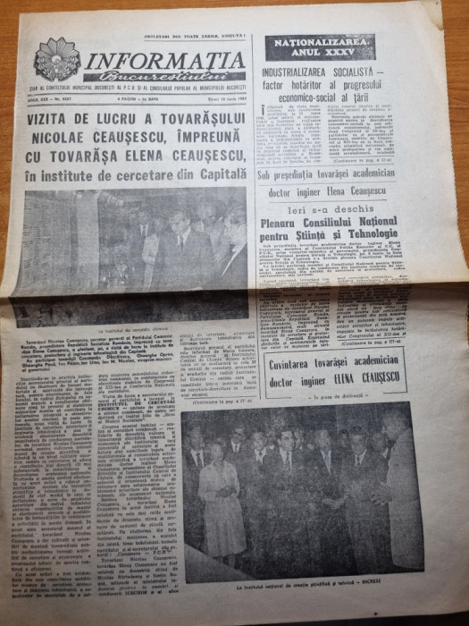 informatia bucurestiului 10 iunie 1983-vizita lui ceausescu prin bucuresti