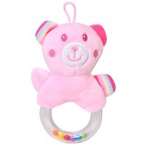 Jucarie zornaitoare roz ursuleț 16cm, sunet și textură, CMCLASS