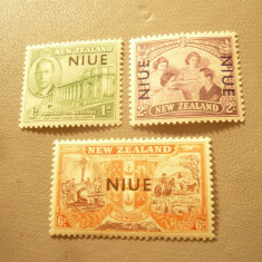 Serie mica Niue colonie britanica 1946 3 val. supratipar Niue pe timbre NZ ,sarn