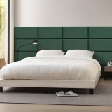 Set 3 panouri tapitate de perete Carpino, catifea, 60x30 cm, verde &icirc;nchis