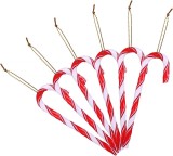 Set de 12 ornamente pentru Craciun LEMESO, alb/rosu, plastic, 12 x 3,7 cm
