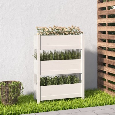 vidaXL Jardinieră, alb, 77 x 25 x 104,5 cm, lemn masiv de pin 823935 foto