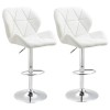 Set 2 scaune de bucatarie/bar, Avery, rotative, piele, alb si argintiu, 51.5x57.5x93-114.5 cm, ART