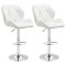 Set 2 scaune de bucatarie/bar, Avery, rotative, piele, alb si argintiu, 51.5x57.5x93-114.5 cm