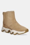Sorel cizme de zăpadă din piele &icirc;ntoarsă KINETIC IMPACT SHORT BOOT culoarea maro, 2111921253
