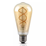 Cumpara ieftin Bec LED ST64 E27 5W cu filament 2200K alb cald model Vintage