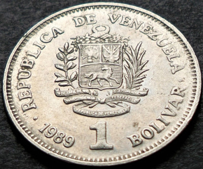 Moneda exotica 1 BOLIVAR - VENEZUELA, anul 1989 * cod 4454 foto