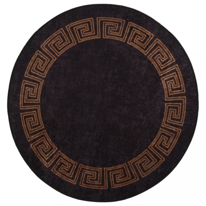Gossi covor lavabil, negru si auriu, &phi;120 cm, antiderapant