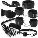 Set Bondage Erotica Fetish Art, Piele Neagra cu plus, 8 piese