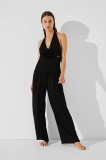 Karl Lagerfeld pantaloni femei, culoarea negru, drept, medium waist, A2W46008