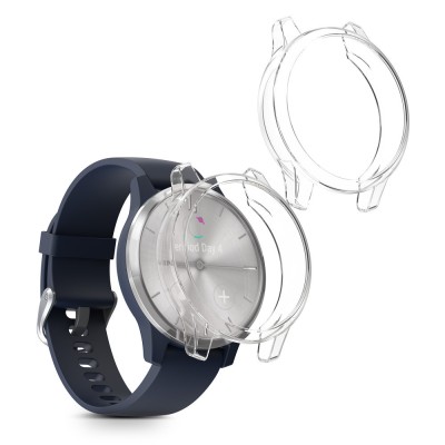 Set 2 Huse Kwmobile pentru Garmin Vivomove 3S, Transparent, Silicon, KWM000024UL001C foto