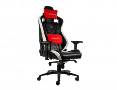 Scaun gaming NobleChairs Epic Real Leather Black/White/Red foto