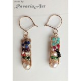 B70. Cercei unicat &quot;Sporul casei&quot; din goldfilled si multe pietre semipretioase