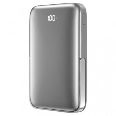 Baterie Externa Wireless WiWu Wi-P018, 10000mAh, 20W, PD + FQI, 1 x QI - 1 x USB-C, Gri foto
