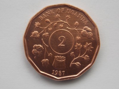 2 SHILLINGS 1987 UGANDA-XF foto