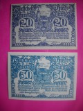 HOPCT BANCNOTA NOTGELD NR 62 RIED - SET 2 BUC -20 SI 50 HELLER 1920 -AUSTRIA-UNC