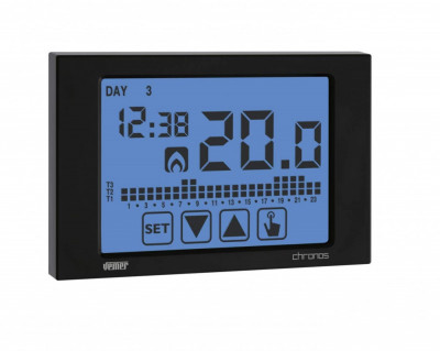 Termostat digital VEMER VE452900 Chronos, programabil, cu ecran tactil, pentru incalzire si aer conditionat, negru - RESIGILAT foto
