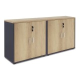 Cumpara ieftin Dulapuri Lotus cu 4 usi in culoarea stejar-gri inchis 160x40,5x80cm