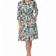 Rochie Multicolor cu snur in talie si model floral - L