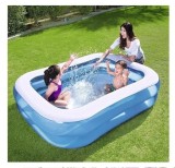 Piscina Gonflabila, Dimensiuni 200x150x50 cm, Culoare Albastru/Alb, Material Premium Vinil, Fara BPA, Filtru UV, Spatioasa, 2 Inele Gonflabile, Dreptunghi