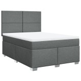 Cumpara ieftin Pat box spring cu saltea, gri inchis, 140x200 cm, textil